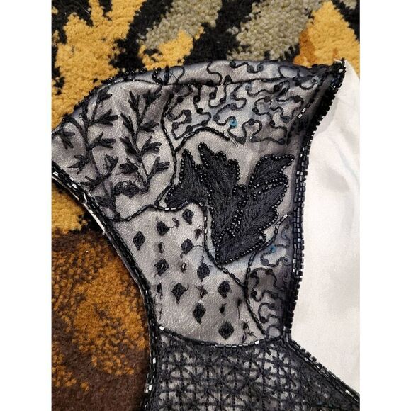 NWT Chaudry Dress Women's Medium Black Silk Beaded Long Formal Gala Whimsigoth - Picture 6 of 9